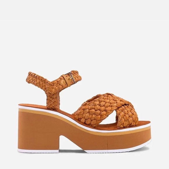 NWOT Clergerie Chrissy Woven Raffia Platform Sandal. - Picture 2 of 12